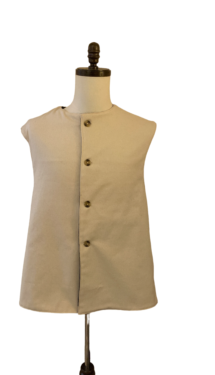 World War I Style Cotton Jerkin Vest Lined in Tweed