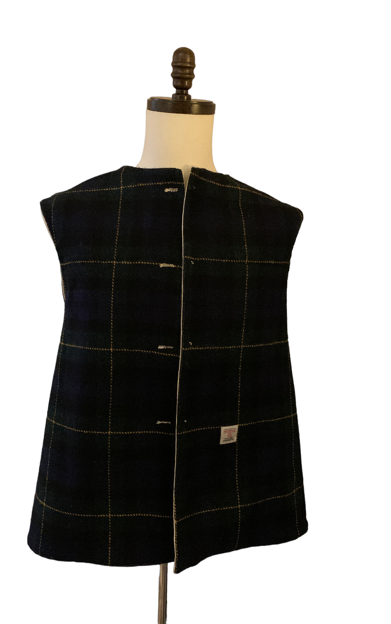 World War I Style Cotton Jerkin Vest Lined in Harris Tweed