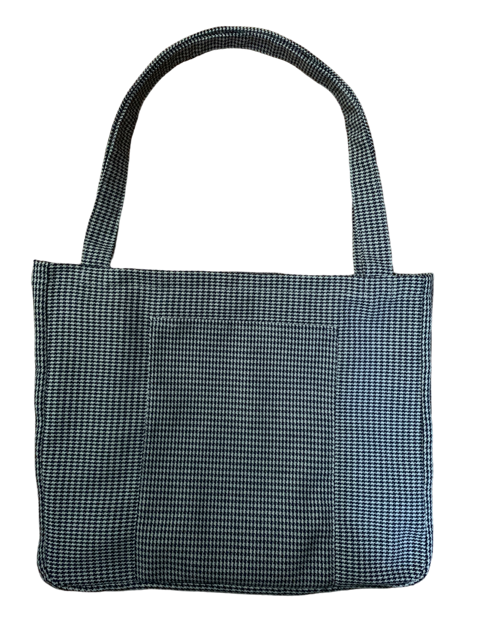 Market Grocery Bag 100% Cotton Blue and White Houndstooth