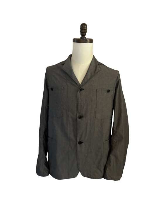 1930s 1940s Mens Belted Back Chambray Jacket