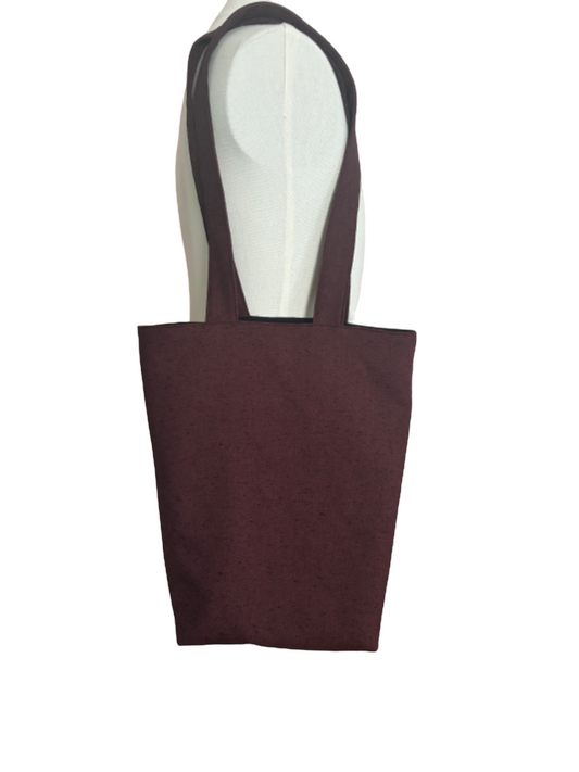 Maroon and black fleck cotton tote