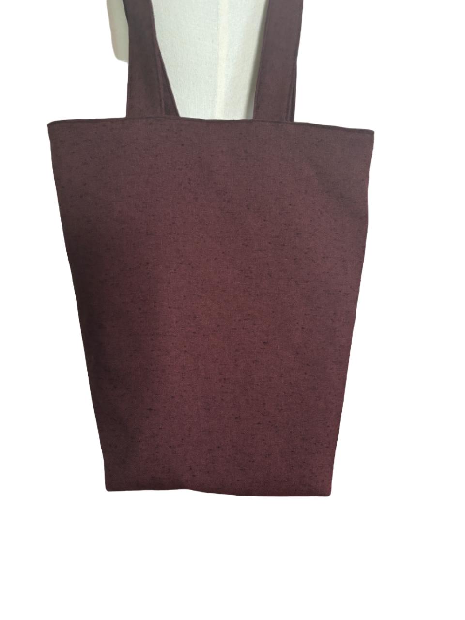 Maroon and black fleck cotton tote